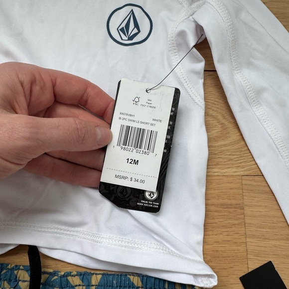 Volcom White Rash Guard and Patterned Swim Set - Picture 3 of 4